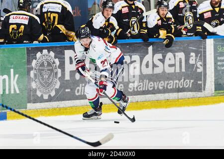 Frederikshavn, Danemark. 11 octobre 2020. Kyle Hope (27) de Frederikshavn White Hawks vu dans le match de hockey sur glace de Metalligaen entre Frederikshavn White Hawks et Herlev Eagles à la Nordjyske Bank Arena à Frederikshavn. (Crédit photo : Gonzales photo/Alamy Live News Banque D'Images