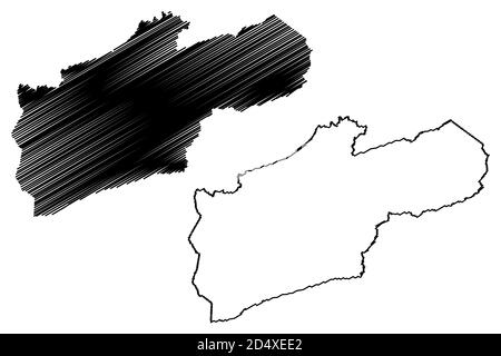 Comté de Harlan, Kentucky (comté des États-Unis, États-Unis d'Amérique, États-Unis, États-Unis, États-Unis) carte illustration vectorielle, scribble esquisse carte de Harlan Illustration de Vecteur