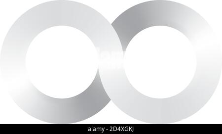 L'icône du symbole infini, appelée lemniscate, ressemble à un chiffre huit sur le côté. Symbole mathématique représentant le concept de figure infinie. Illustration du vecteur de dégradé de gris. Illustration de Vecteur