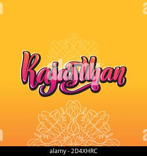 Typographie manuscrite du Rajasthan. États de l'Inde. Illustration de Vecteur