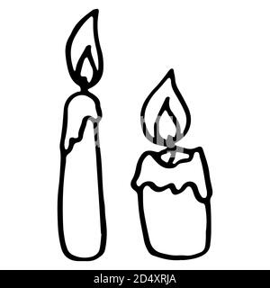 Deux bougies vectorielles sur fond blanc isolé. Le symbole du jour de la mort pour une invitation ou une carte-cadeau, un carnet, une tuile de bain, un album. Étui de téléphone ou caillot Illustration de Vecteur