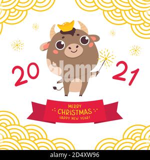 Carte de vœux du nouvel an chinois 2021 Illustration de Vecteur