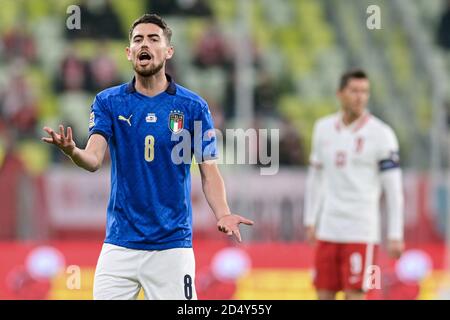 Gdansk, Pologne. 11 octobre 2020. Jorginho d'Italie en action pendant le match de l'UEFA Nations League entre la Pologne et l'Italie au stade Energa. (Note finale: Pologne 0:0 Italie) crédit: SOPA Images Limited/Alay Live News Banque D'Images