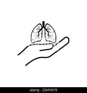 Icône poumons et main. Journée internationale de la pneumonie. Vecteur de modèle de conception Illustration de Vecteur
