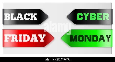 Ruban d'étiquettes « Black friday » et « Cyber Monsday » Illustration de Vecteur