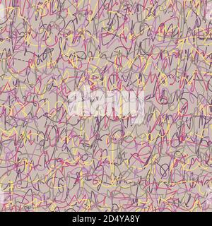 Arrière-plan abstrait avec des squiggles colorés, des ondes sonores. Motif sans couture. Banque D'Images