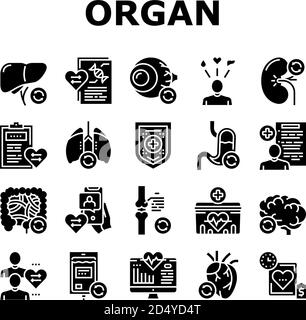 Don d'organes Medical Collection Icons Set Vector Illustration de Vecteur