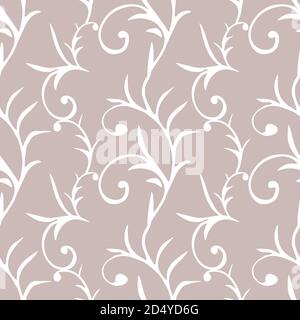 Motif sans couture avec éléments fleuris dessinés à la main. En gris et blanc. Illustration de Vecteur