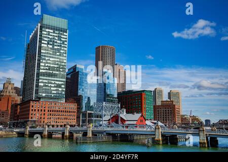 Congress Street Bridge sur fort point Channel à Boston, Massachusetts, États-Unis Banque D'Images