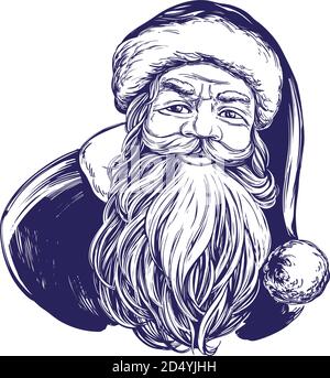 Santa Claus, symbole de Noël hand drawn vector illustration croquis Illustration de Vecteur