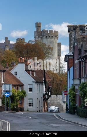 Les rues et le château d'Arundel, West Sussex, Angleterre Banque D'Images