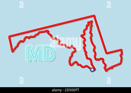 Carte en gras de l'état du Maryland. Illustration vectorielle Illustration de Vecteur