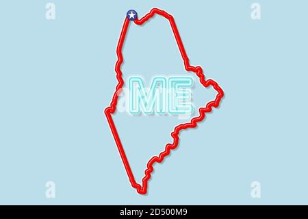 Carte en gras de l'état des États-Unis du Maine. Illustration vectorielle Illustration de Vecteur