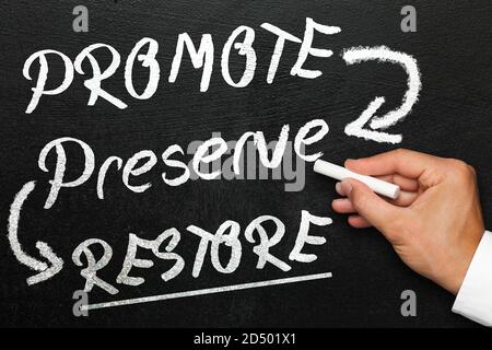 Concept de prévention des maladies en médecine. Promotion de la santé, conservation et restauration. Ces objectifs sont contenus dans le mot prévention. Banque D'Images