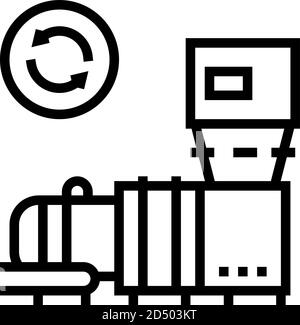 illustration vectorielle de l'icône de la ligne de la machine de recyclage des déchets Illustration de Vecteur