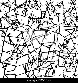 Texture sans couture fissurée isolée sur fond transparent.fissures répétées noires Texture.bris de verre ou de céramique.Illustration vectorielle Illustration de Vecteur