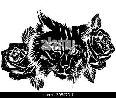 Illustration vectorielle du profil de visage Angry Bobcat. Illustration de Vecteur
