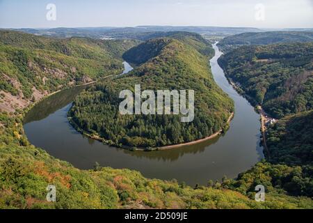 Vue sur la boucle Saar près de Mettlach Banque D'Images