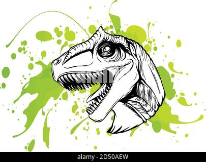 dessin de la tête de dinosaure dessin de couleur vectorielle d'un cuir brun Illustration de Vecteur