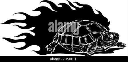 Illustration vectorielle de la silhouette noire de la tortue terrestre de sulcata Illustration de Vecteur