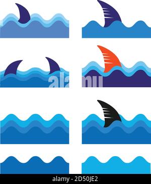nageoire de requin sur les vagues Illustration de Vecteur