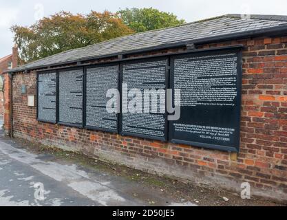 Panneau historique définissant les règles et règlements d'utilisation des terres et des pâturages communs à Westwood, Beverley, East Yorkshire Banque D'Images