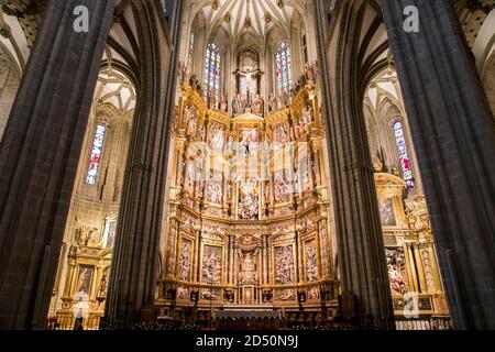 Astorga, Espagne. Haut autel de la cathédrale Sainte-Marie (cathédrale de Santa Maria), de style Renaissance et baroque Banque D'Images