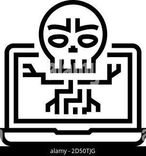 illustration vectorielle de l'icône de la ligne du programme de mort de l'ordinateur Illustration de Vecteur