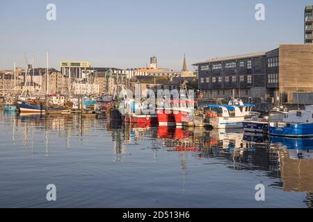 bateaux amarrés dans le port de sutton dans la région de barbican plymouth devon Banque D'Images