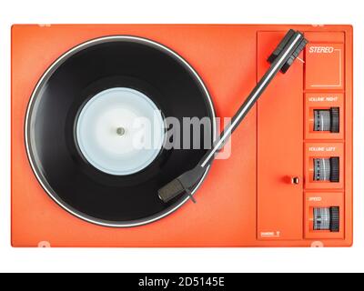 Vintage mignon disque joueur orange isolé sur un fond blanc Banque D'Images