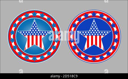 Ensemble d'icônes de badge de symbole d'étoile américaine. Illustration de Vecteur
