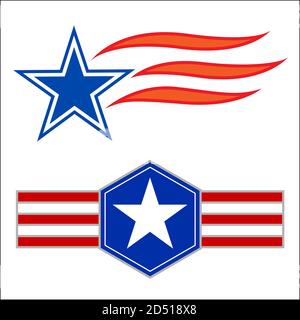 Ensemble d'icônes de symboles d'étoiles décoratifs américains Illustration de Vecteur