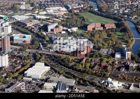 Vue aérienne de l'université de Salford dans le Grand Manchester, Royaume-Uni Banque D'Images