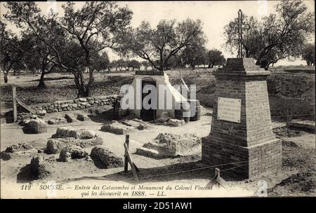 Sousse Tunesien, entrée des catacombes et Monument du Colonel Vincent | usage dans le monde entier Banque D'Images