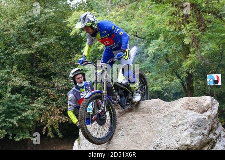 Jeroni Fajardo (Sherco / Trial GP) pendant le Championnat du monde de Trial FIM Hertz (Round 4) sur le circuit moto Club Lazzate le 11 octobre 2020 à Lazzate Banque D'Images