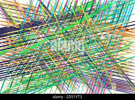 Résumé géométrique chaotique mêle de lignes d'intersection avec des bandes. Lignes, bandes, bandes et traînées aléatoires colorées Illustration de Vecteur