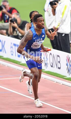 Michael Cherry (États-Unis). 4 relais de 400 mètres. Championnats du monde d'athlétisme de l'IAAF, Doha 2019 Banque D'Images