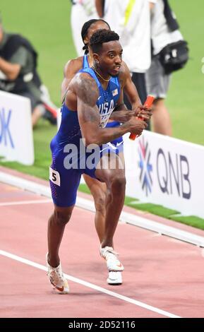 Michael Cherry (États-Unis). 4 relais de 400 mètres. Championnats du monde d'athlétisme de l'IAAF, Doha 2019 Banque D'Images