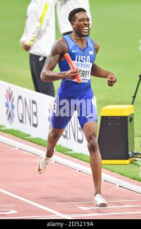 Michael Cherry (États-Unis). 4 relais de 400 mètres. Championnats du monde d'athlétisme de l'IAAF, Doha 2019 Banque D'Images