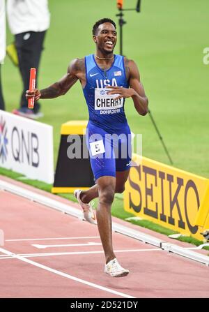 Michael Cherry (États-Unis). 4 relais de 400 mètres. Championnats du monde d'athlétisme de l'IAAF, Doha 2019 Banque D'Images