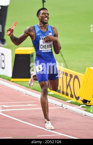 Michael Cherry (États-Unis). 4 relais de 400 mètres. Championnats du monde d'athlétisme de l'IAAF, Doha 2019 Banque D'Images