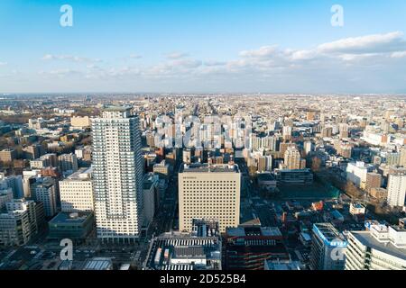 SAPPORO HOKKAIDO JAPON, NOVEMBRE 2018 : vue panoramique de Sapporo depuis la Tour JR Sapporo Banque D'Images