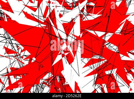 Illustration vectorielle aléatoire chaotique de l'art contemporain. Lignes, formes aléatoires. Rouge Illustration de Vecteur