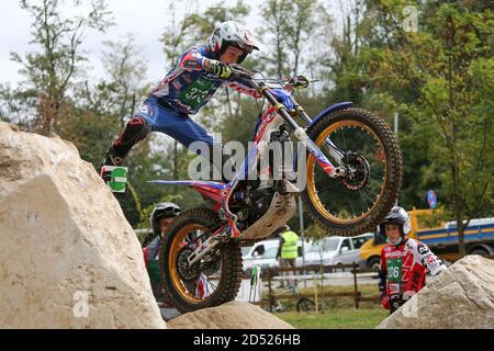 Harry Hemingway (Beta / Trial 125) pendant le Championnat du monde de procès Hertz FIM (Round 4) au circuit moto Club Lazzate le 11 octobre 2020 à Lazzate Banque D'Images