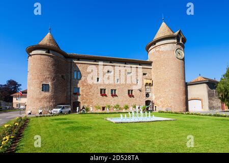 Château médiéval de Morges. Morges est une ville sur les rives du lac Léman, dans le canton de Vaud en Suisse Banque D'Images