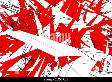 Illustration vectorielle aléatoire chaotique de l'art contemporain. Lignes, formes aléatoires. Rouge Illustration de Vecteur