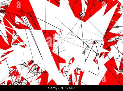 Illustration vectorielle aléatoire chaotique de l'art contemporain. Lignes, formes aléatoires. Rouge Illustration de Vecteur
