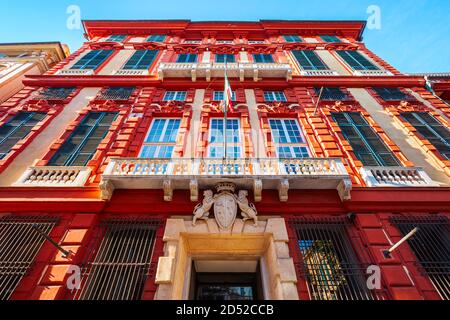 Le Palazzo Brignole sale ou Rosso Palace est un musée situé dans la via Garibaldi, dans la ville de Gênes, en Italie Banque D'Images