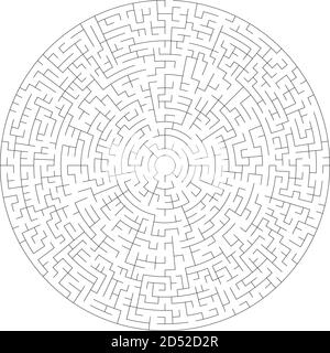 Cercle soluble, Maze circulaire, Labyrinth. Jeu de puzzle. (La largeur du contour peut être réglée.) Illustration de Vecteur