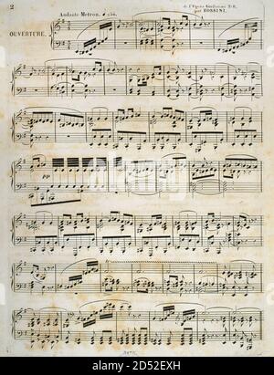 Gioacchino Rossini (1792-1868). Compositeur italien. Partitions de « William Tell ». Opéra de langue française en quatre actes. Il a été interprété pour la première fois par l'Opéra de Paris à la salle le Peletier le 3 août 1829. Bibliothèque musicale de la Cour. Turin, Italie. Banque D'Images